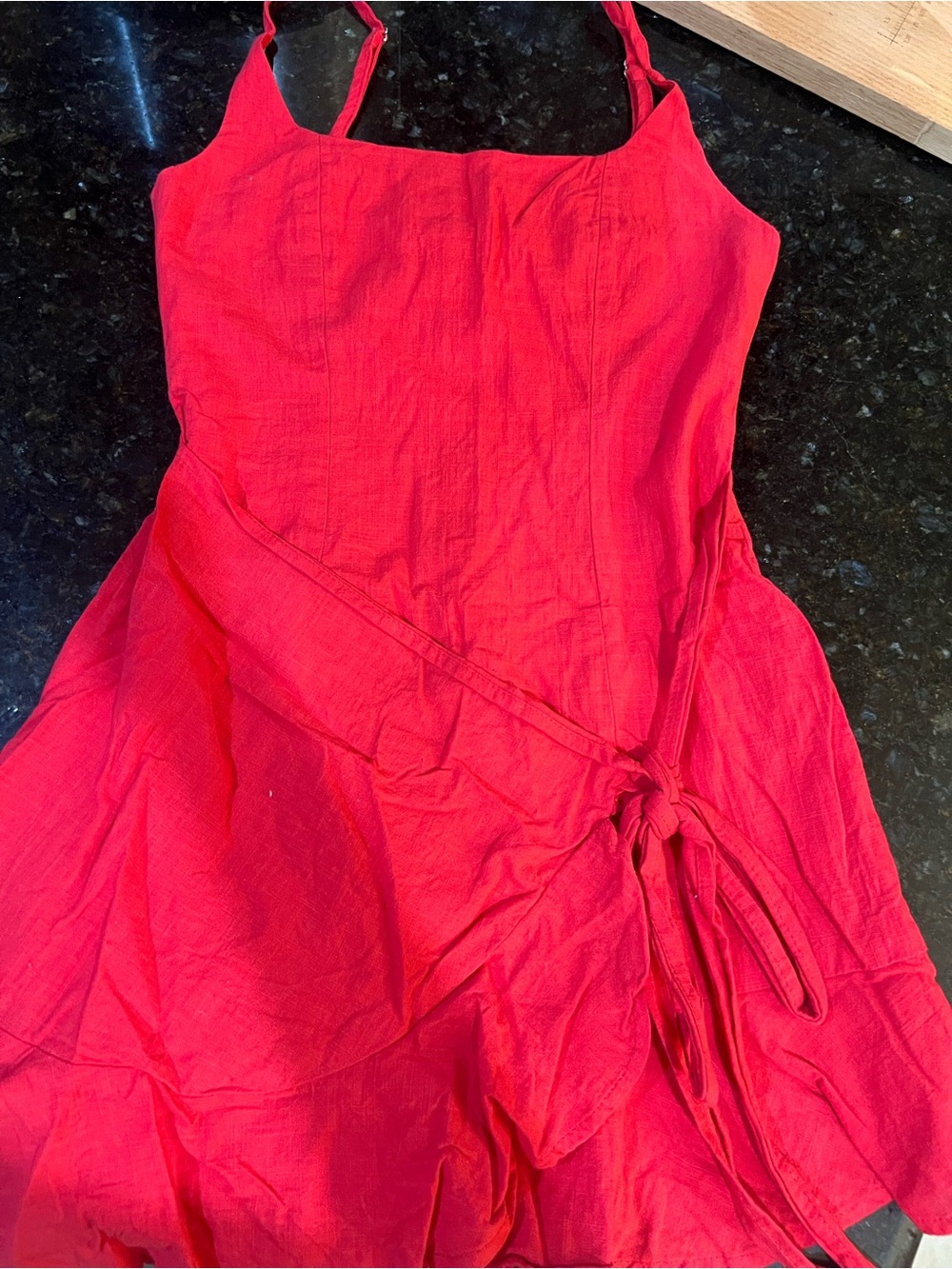 Princess Polly Red Wrap-Style Mini Dress with Tie Straps